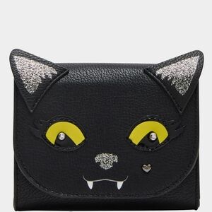Betsey Johnson Kitsch Black Cat Bifold Wallet Black NWT
